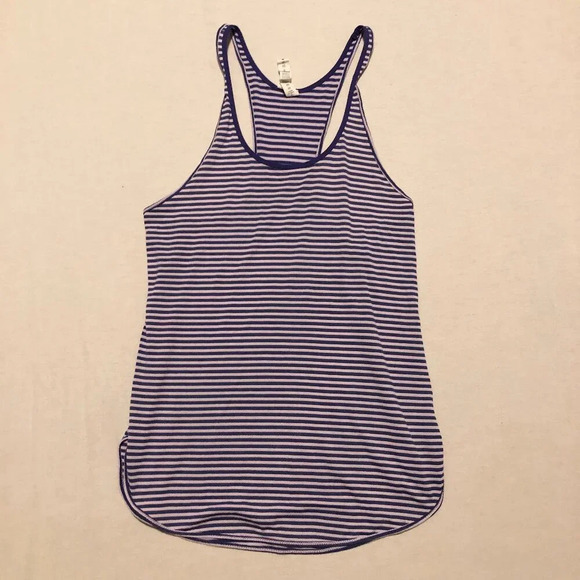 Lululemon Racerback Tank Medium Size Purple White Stripe Neoprene Size 6 - Picture 1 of 13